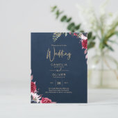 Navy Blue Berry Floral Burgundy Winter Fall (Stehend Vorderseite)