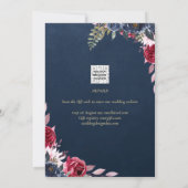 Navy Blue Berry Floral Burgundy Winter Fall Einladung (Rückseite)