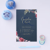 Navy Blue Berry Floral Burgundy Winter Fall Flyer (Einzeln)