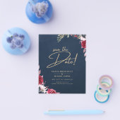 Navy Blue Berry Floral Burgundy Winter Fall Flyer (Einzeln)