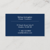 Navy Blue Beruflich Curved & Simple Modern Visitenkarte (Rückseite)