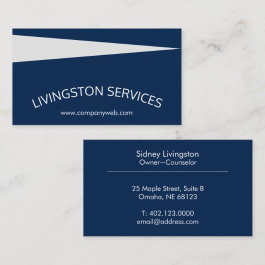 Navy Blue Beruflich Curved & Simple Modern Visitenkarte (Vorne/Hinten)
