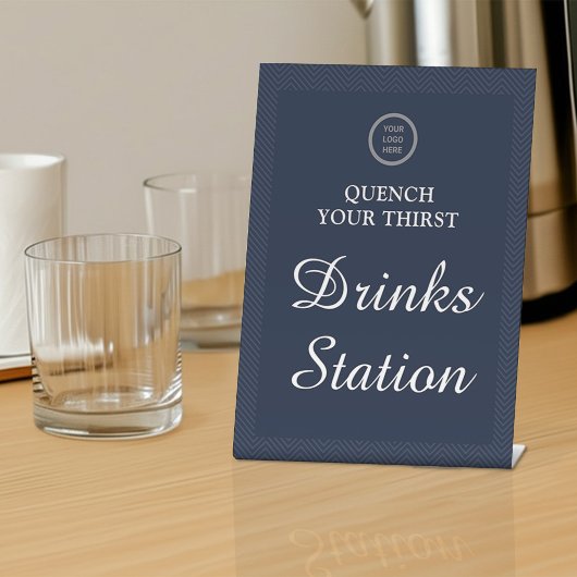Navy Blue Beruflich Drink Station für Firmenlogos Sockelschild