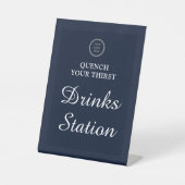 Navy Blue Beruflich Drink Station für Firmenlogos Sockelschild (Vorderseite)