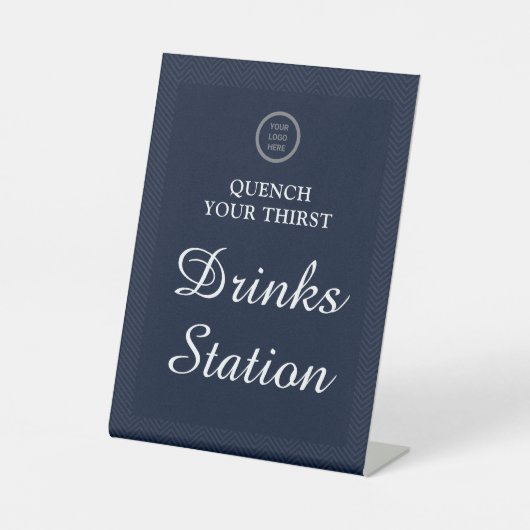 Navy Blue Beruflich Drink Station für Firmenlogos Sockelschild (Vorderseite)