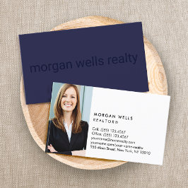 Navy Blue Beruflich Minimalistisches Foto Visitenkarte