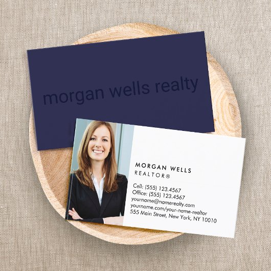 Navy Blue Beruflich Minimalistisches Foto Visitenkarte