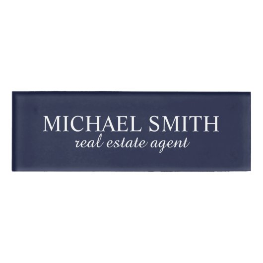 Navy Blue Beruflich Personalisiert Name Tag Namenschild (Vorderseite)