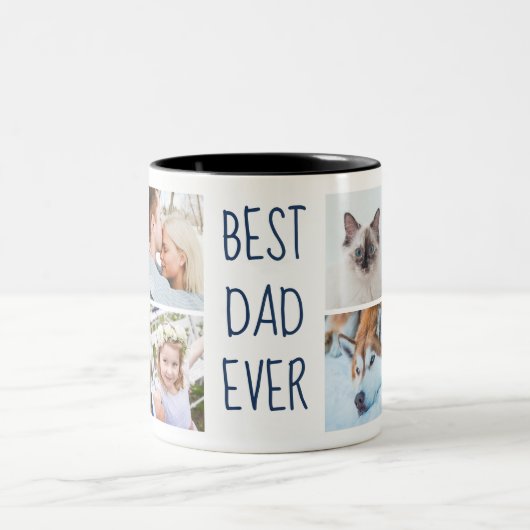 Navy Blue | Best DadEver Custom Photo Mug Zweifarbige Tasse (Mittel)
