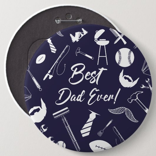 Navy Blue Best Vater Ever Button (Vorne & Hinten)