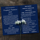 Navy Blue Bi-fold Custom Foto Funeral Program Flyer