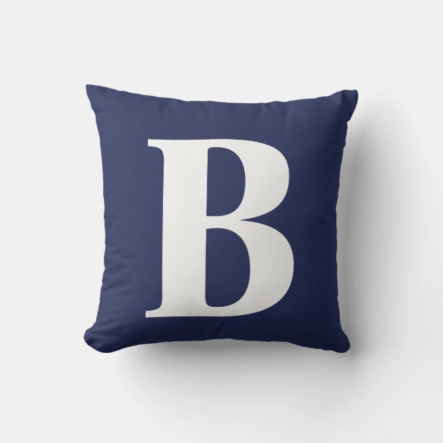 Navy Blue Big Bold Monogram  Kissen (Vorderseite)