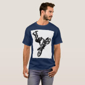 Navy Blue Biker Pop Art Motivierend Trendy T-Shirt (Vorne ganz)