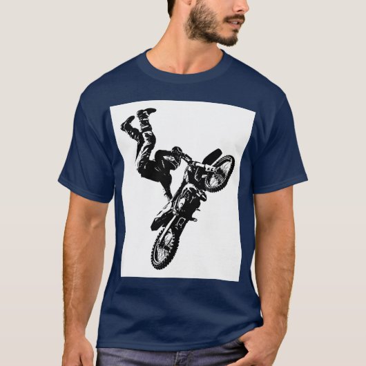 Navy Blue Biker Pop Art Motivierend Trendy T-Shirt (Vorderseite)