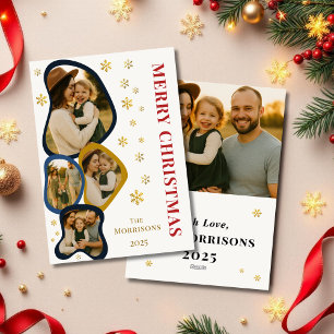 Navy Blue Bio Frame Frohe Weihnachtsfotokarte Feiertagskarte