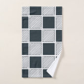 Navy Blue Black and White Checkerboard Muster Badhandtuch Set (Handtuch)