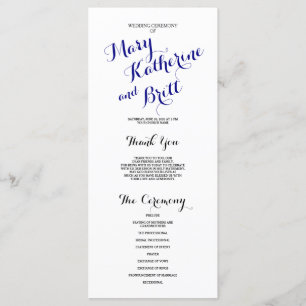 Navy Blue Black Classic Script Hochzeitsprogramm Programm