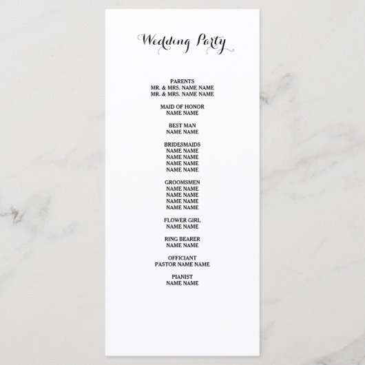 Navy Blue Black Classic Script | Hochzeitsprogramm Programm (Rückseite)