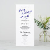 Navy Blue Black Classic Script | Hochzeitsprogramm Programm (Stehend Vorderseite)