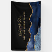 Navy Blue Black Gold Foil Agate Event Plane Banner (Vertikal)