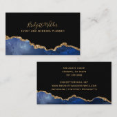 Navy Blue Black Gold Foil Agate Event Plane Visitenkarte (Vorne/Hinten)