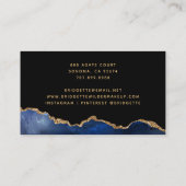 Navy Blue Black Gold Foil Agate Makeup Artist Visitenkarte (Rückseite)