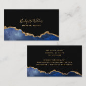 Navy Blue Black Gold Foil Agate Makeup Artist Visitenkarte (Vorne/Hinten)