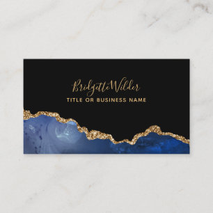 Navy Blue Black Gold Foil Agate  Visitenkarte