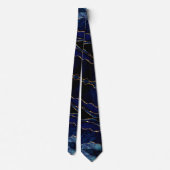 Navy Blue Black Gold Glitzer Neck Tie Krawatte (Rückseite)