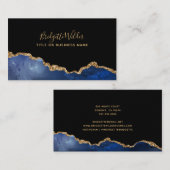 Navy Blue Black Gold Glitzern Agate Visitenkarte (Vorne/Hinten)