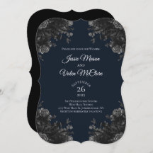 Navy Blue Black Gray Rose Gothic Elegante Hochzeit