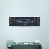 Navy Blue Black Gray Rose Gothic Wedding Banner (Messeveranstaltung)