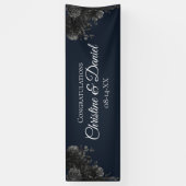 Navy Blue Black Gray Rose Gothic Wedding Banner (Vertikal)