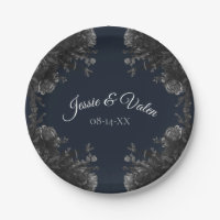 Navy Blue Black Gray Rose Gothic Wedding