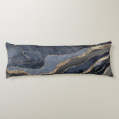 Navy Blue Black Marble Agate Gold Glitzer Glam #2 Seitenschläferkissen (Rückseite)