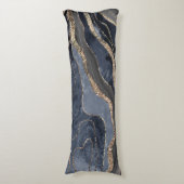 Navy Blue Black Marble Agate Gold Glitzer Glam #2 Seitenschläferkissen (Vorderseite Vertikal)