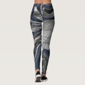Navy Blue Black Marble Agate Silver Glitzer Glam 2 Leggings (Rückseite)