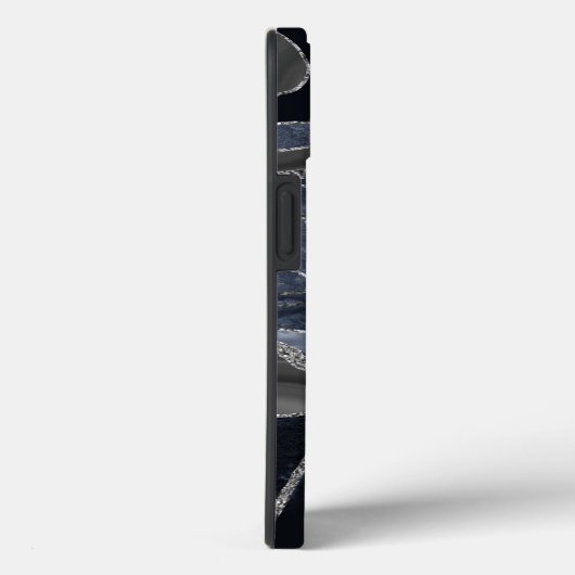 Navy Blue Black Marble Agate Silver Glitzer Glam Case-Mate iPhone Hülle (Rückseite / Rechts)