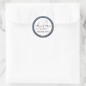Navy Blue Black Monogram R Wedding Vielen Dank Runder Aufkleber (Tasche)