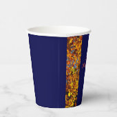 Navy Blue & Blätter Erntedank Friendsgiving Pappbecher (Rechts)
