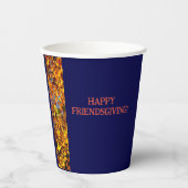 Navy Blue & Blätter Erntedank Friendsgiving Pappbecher (Vorderseite)