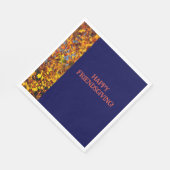 Navy Blue & Blätter Erntedank Friendsgiving Serviette (Ecke)
