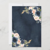 Navy Blue Blink Pink Floral Watercolor Script Einladung (Rückseite)