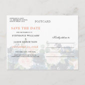 Navy Blue Blink Pink Rose Boho Save the Date Ankündigungspostkarte (Rückseite)