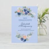 Navy Blue Blink Rosa Rose Boho Abschluss Ankündigung (Stehend Vorderseite)