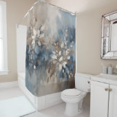 Navy Blue Blue Blue Brown Moderne Blumenwelt Duschvorhang (Beispiel)