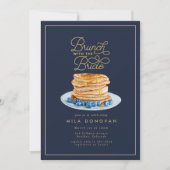 Navy Blue Blueberry Pancakes Brautparty Brunch Einladung (Vorderseite)