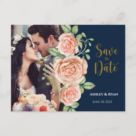 Navy Blue Blues Blues Blues Save the Date Ankündigungspostkarte (Vorderseite)