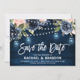 Navy Blue Blush Blues Streichlicht Save the Date