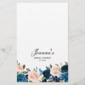 Navy Blue Blush Brautparty Game Guess Who (Rückseite)